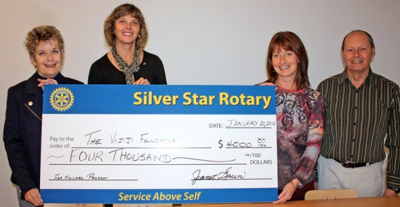 In the photo are (left to right): Silver Star Rotary President Janet Green and the club’s Chair of International Projects Sandra Ross, along with Sandra Peacock and Rotarian Bob Clarke.