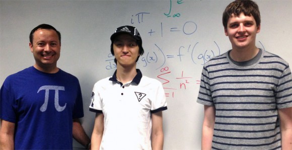 From left: Associate Professor of Mathematics Wayne Broughton and Putnam Mathematical Competition participants Byoungsung Lee and and Joel Therrien.