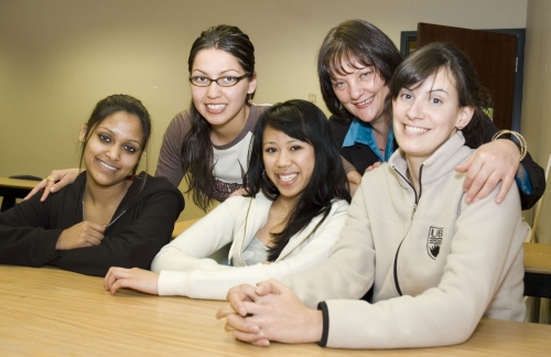 More than 30 students served with UBC Okanagan's Peer Support Network this year, helping to mentor their fellow students. Mentors included, from left, Sonam Mahopatra, Krystal Summers, Roxanne Bautista, Kimberly Keen, and Carmen Marshall.