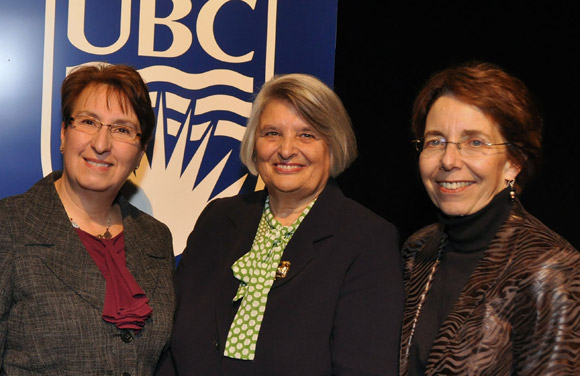 Cynthia Mathieson (left), Dean of the Irving K. Barber School of Arts and Sciences, Senator Sharon Carstairs (middle), and Joan Bottorff (right) Director of the Institute for Healthy Living and Chronic Disease Prevention