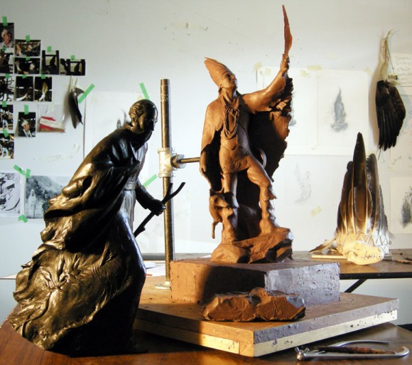 Artist Crystal Przybille’s renderings of statues representing Father Pandosy and Chief S?knc?u will be part of the discussion Friday, May 8 at the AlterKnowledge Discussion Series. Photo credit: Crystal Przybille.
