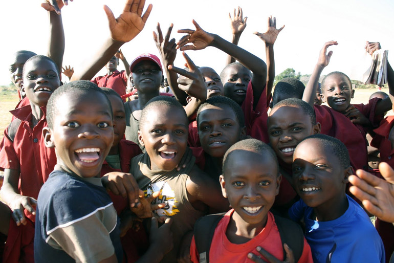 Some of the Zambian children who took part in UBC’s happiness study. Photo by Alexa Geddes