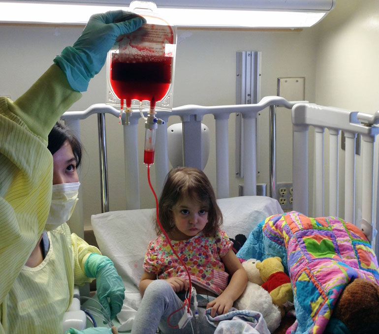 Four-year-old Nadia found a suitable stem cell match through a cord blood registry (a database that catalogues voluntary donations of umbilical cord blood). Her family encourages more people to become blood and stem cell donors.