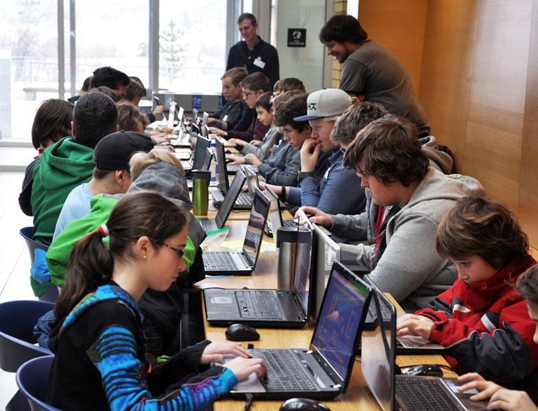 About 100 School District 23 students, aged eight to 18, spent Saturday at UBC Okanagan learning how to code. The event took place on the heels of Premier Christy Clark’s announcement last week stating coding will become part of the overall K-12 curriculum redesign.