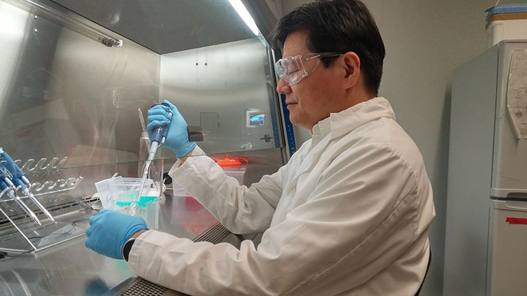 UBC assistant professor Keekyoung Kim in his lab.