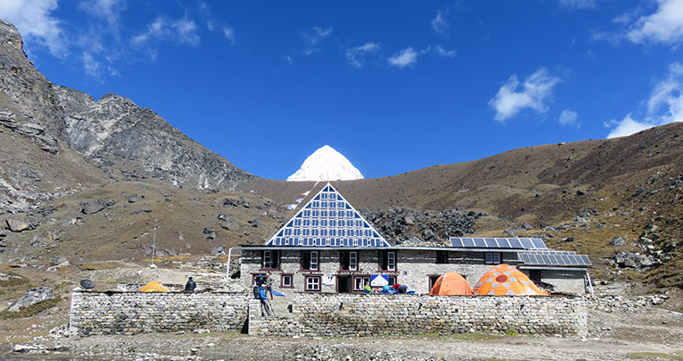 The Pyramid International Laboratory is located at an altitude of 5,050 metres on the Nepali side of Mt. Everest.