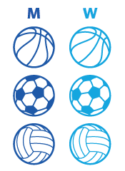 UBCO Heat men's and women's basketball, soccer, and volleyball icons