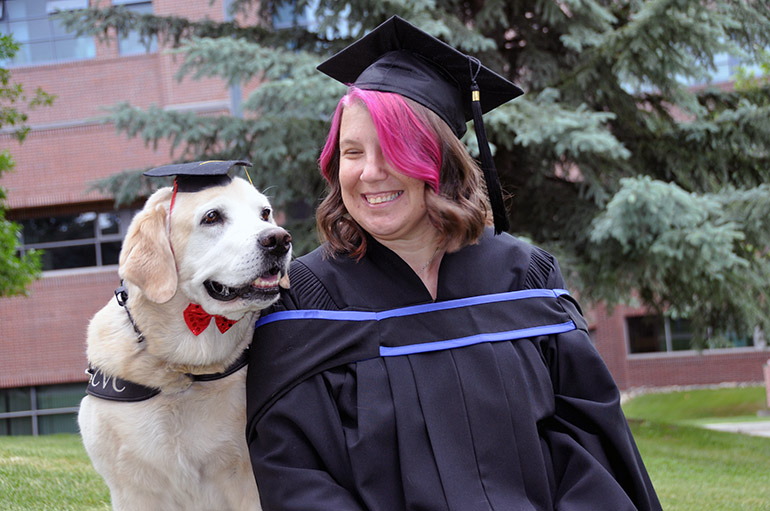 UBCO graduate Kathleen Cusmano and her dog Haven will cross the stage together during the 4 p.m. ceremony Thursday, June 6.