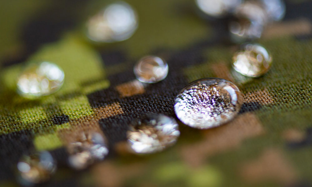 Water droplets on a high-performance textile