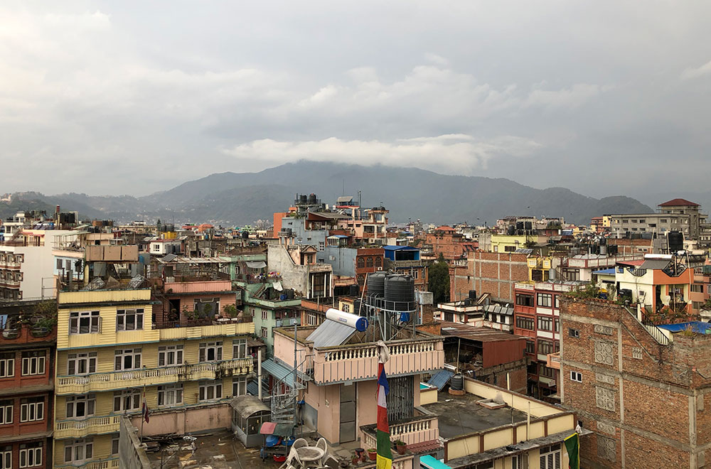 View of rooftops across the Kathmandu Valley