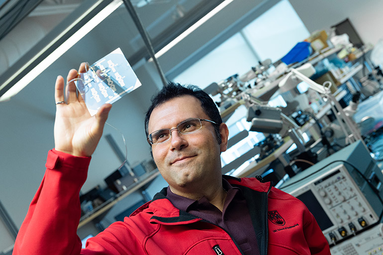 School of Engineering Mohammad Zarifi has made significant improvements to the real-time sensors that monitor frost and ice build-up on airplanes and turbines.