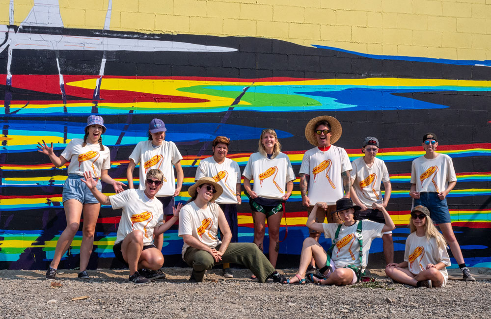 A group shot of the students who participated in the mural project