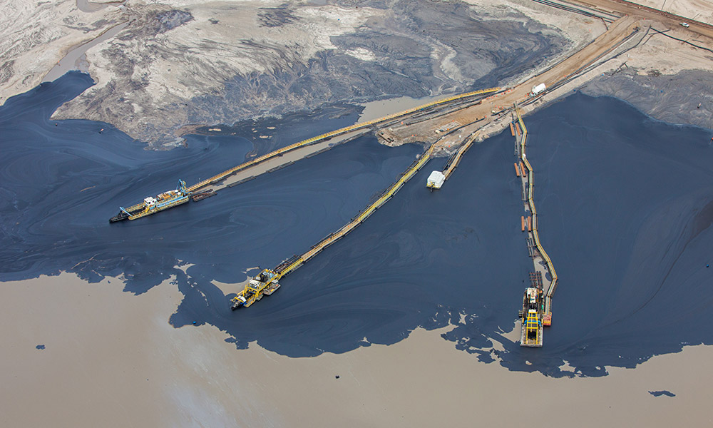 A photo of an oilsands tailings pond