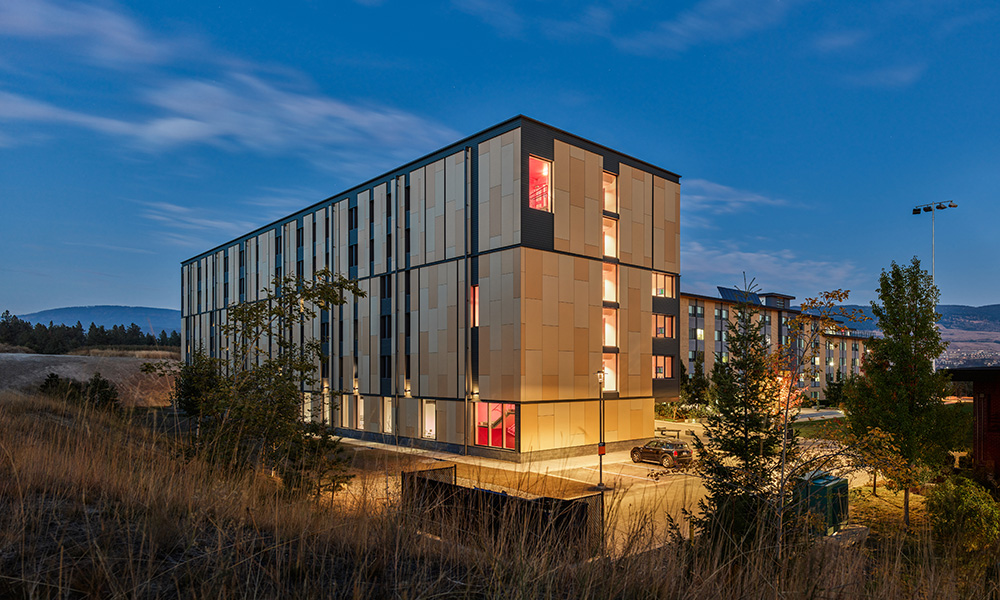 A photo of the new Skeena Residence at UBCO