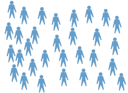A graphic with 30 stick people