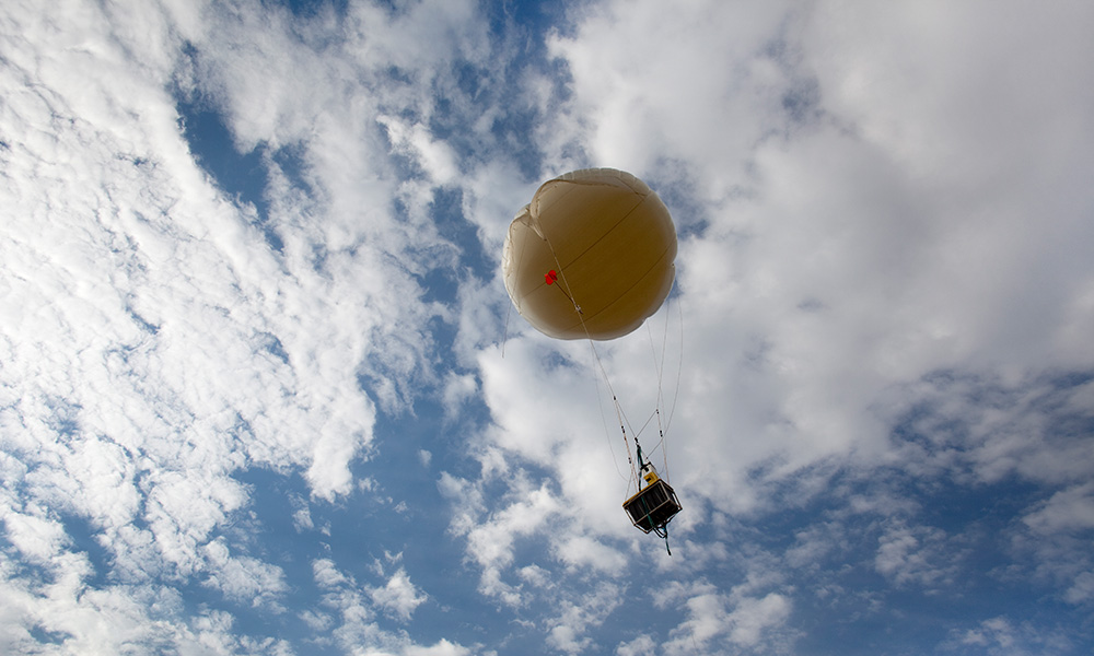 A photo of a NASA weather balloon from below