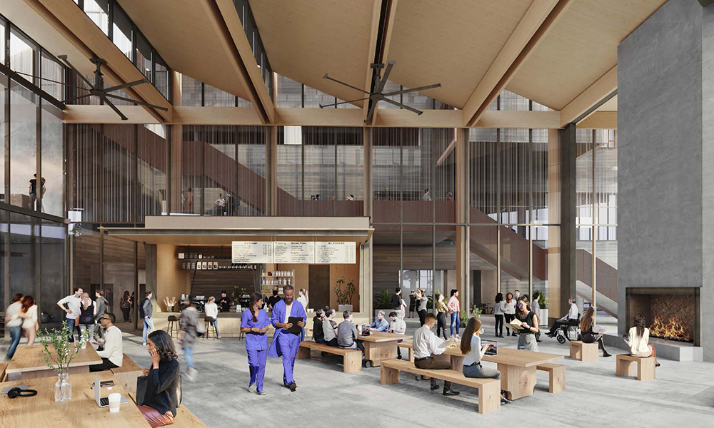 artist's rendering of the atrium at UBCO Downtown