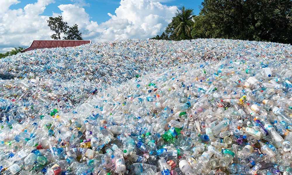 A large field of plastic waste.