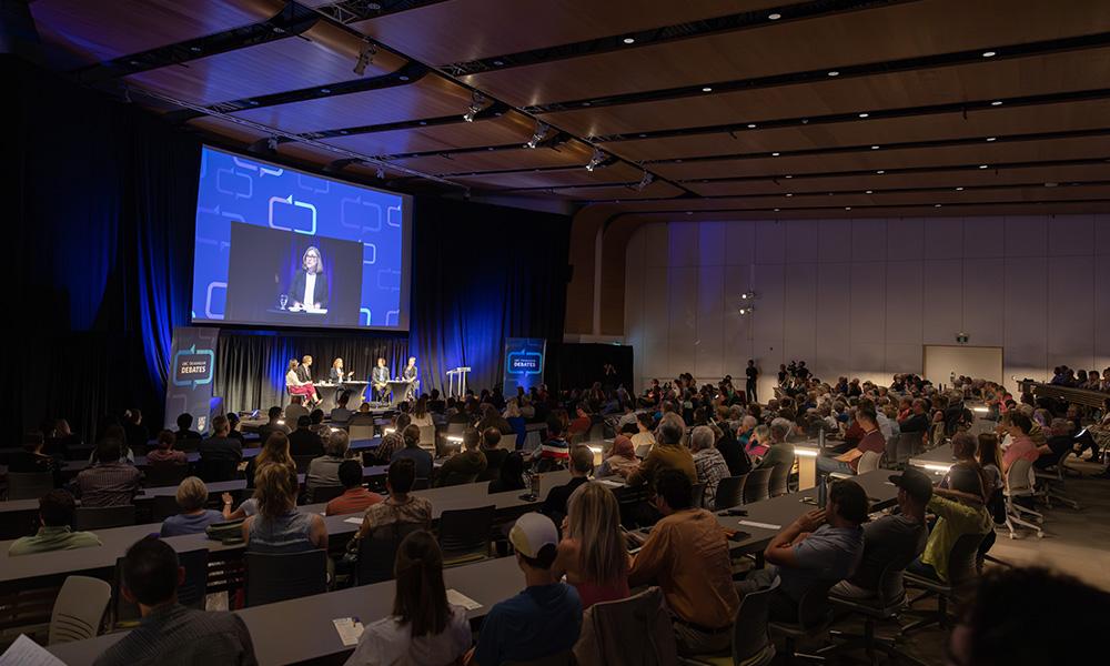 A photo of the audience of the first UBCO Debate that took place in May 2023.